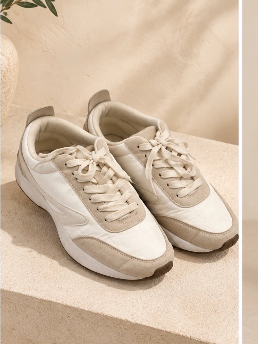 Dolce Vita Neutral Beige and White Women's Casual Sneakers